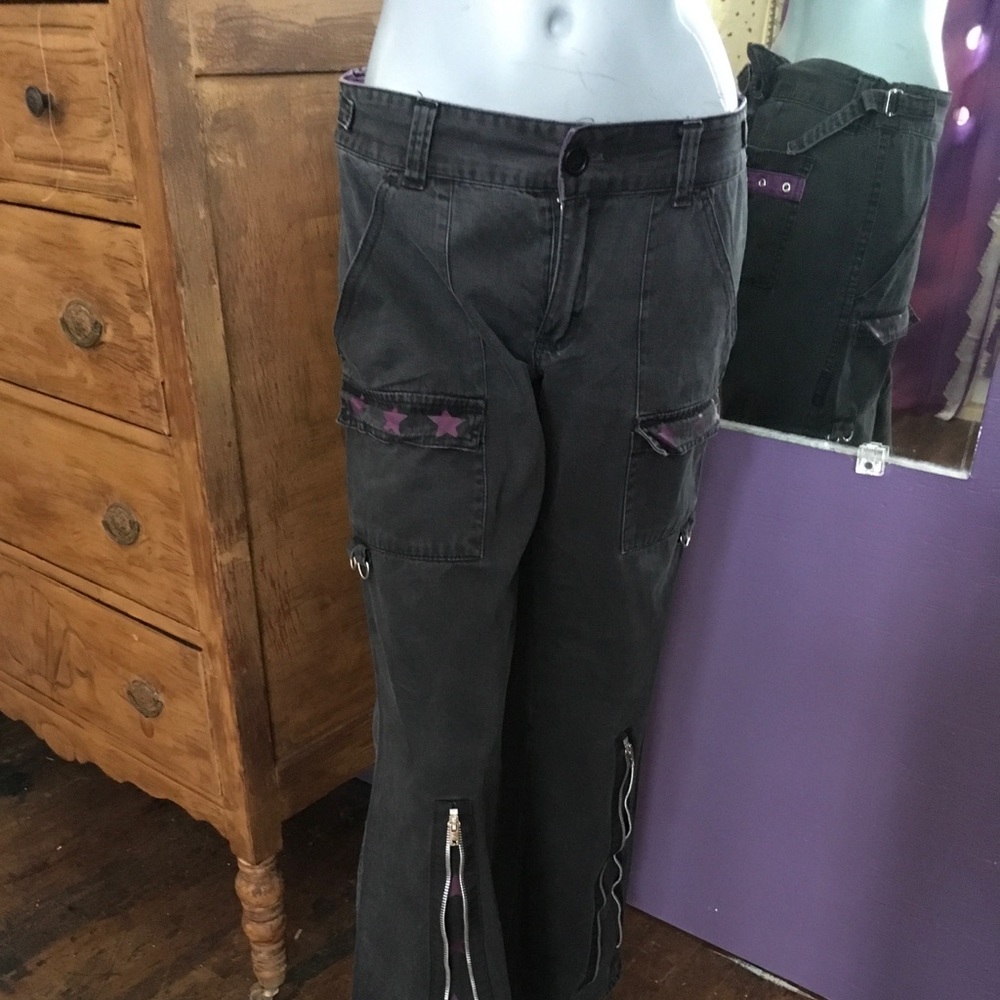 Tripp Black Pants with Purple Stars and Straps